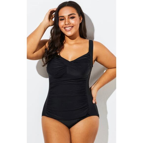 Meet.Curve Black Twist Front Push Up One Piece Swimsuit XL never worn NWT - Picture 3 of 7